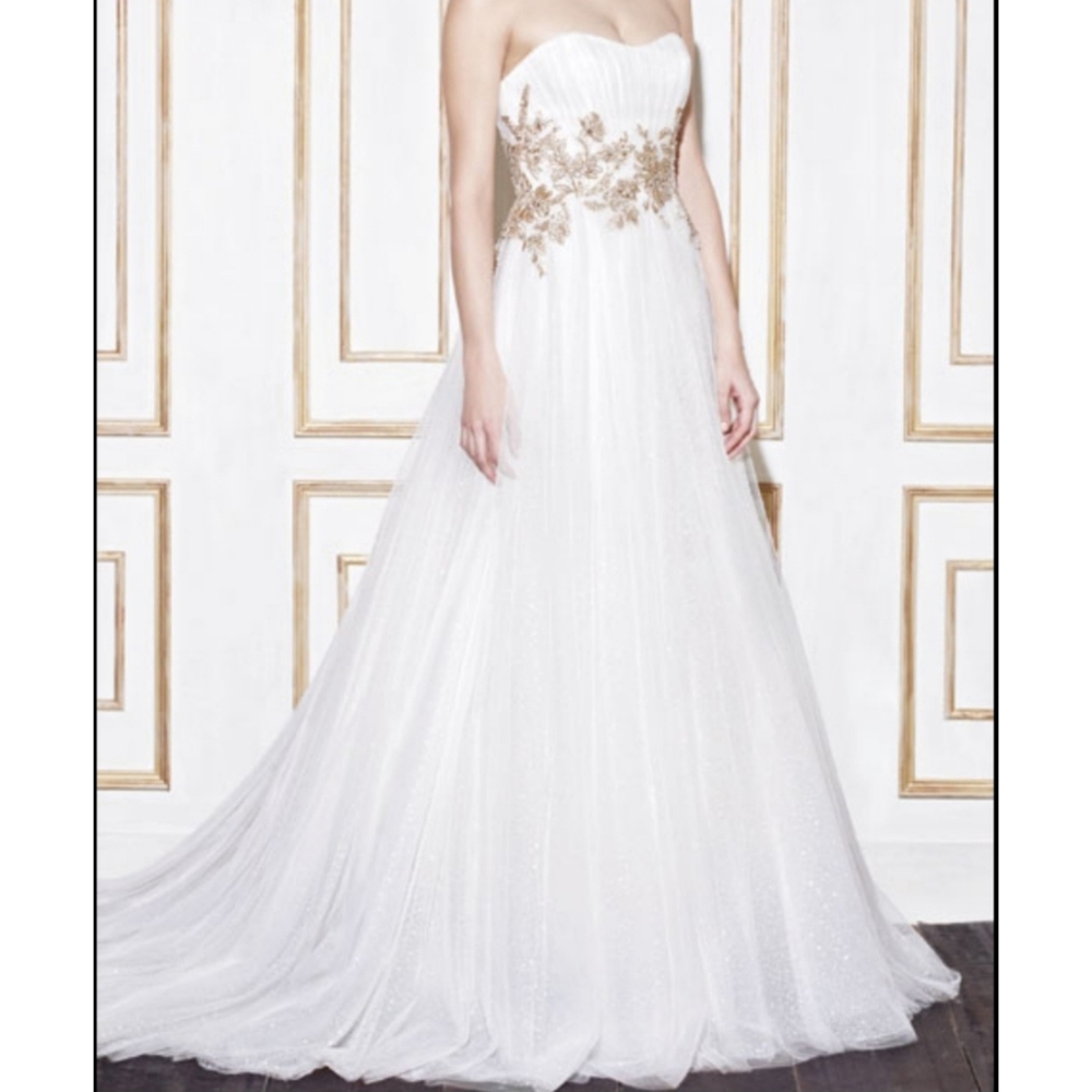Luxurious White and Gold Bridal Gown